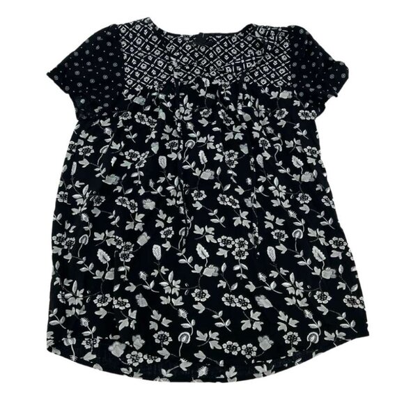 Dalia | Women's Short Sleeve Top | Black & White | Floral | Various Sizes - Picture 1 of 2